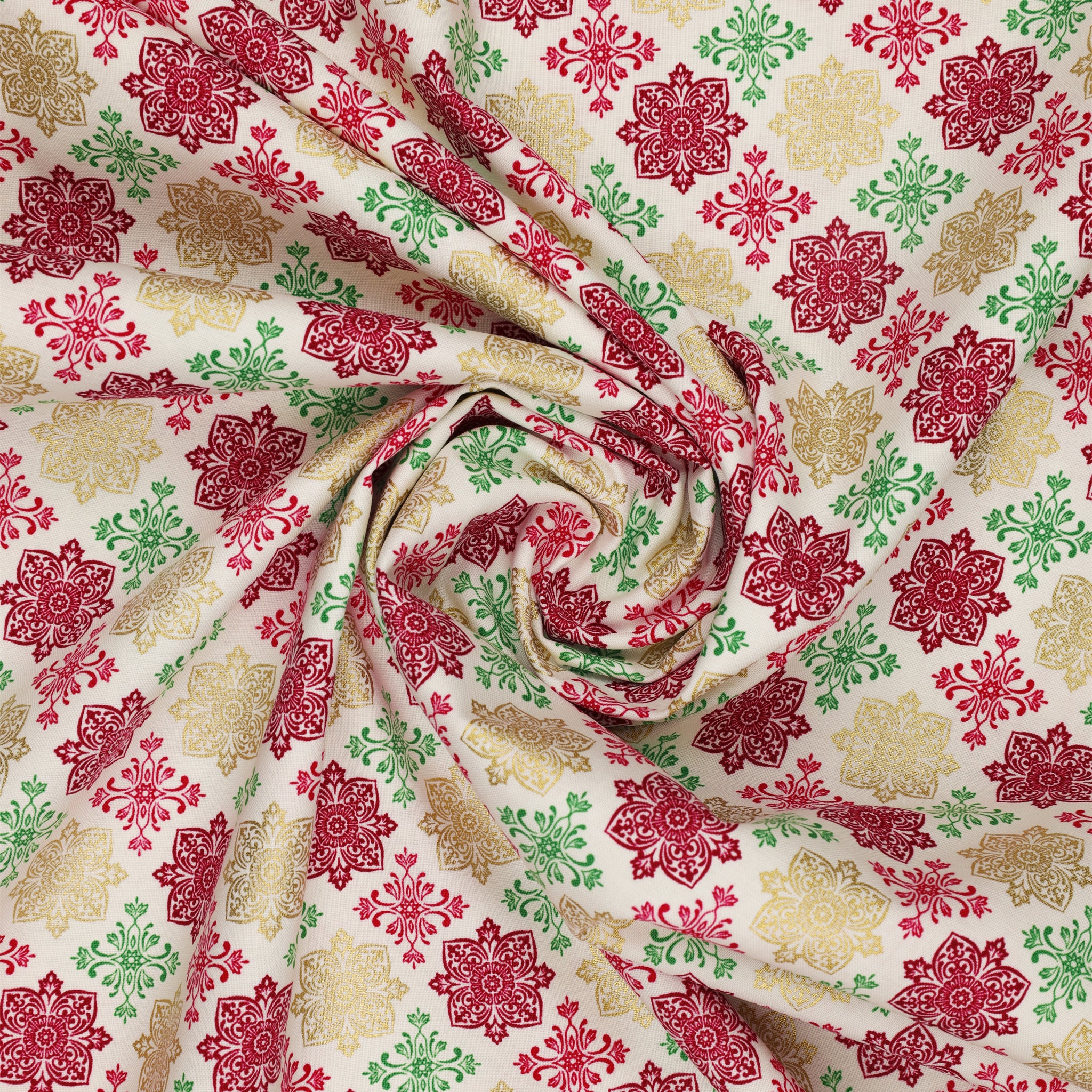 Holiday Nouveau Fabric Collection - Holiday Medallions Cream - Image 2