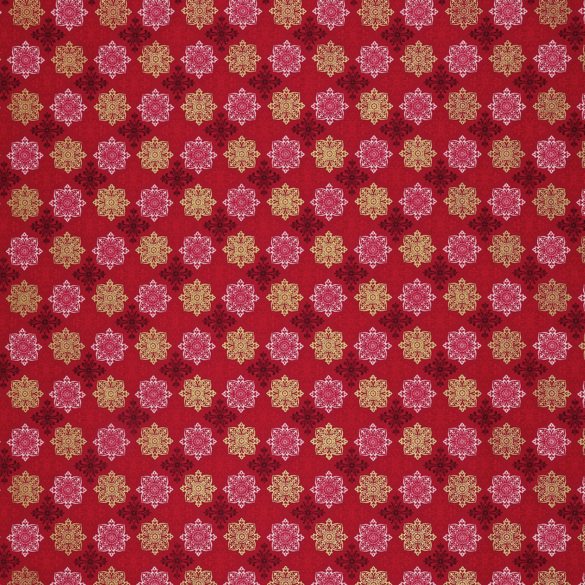Holiday Nouveau Fabric Collection - Holiday Medallions Crimson