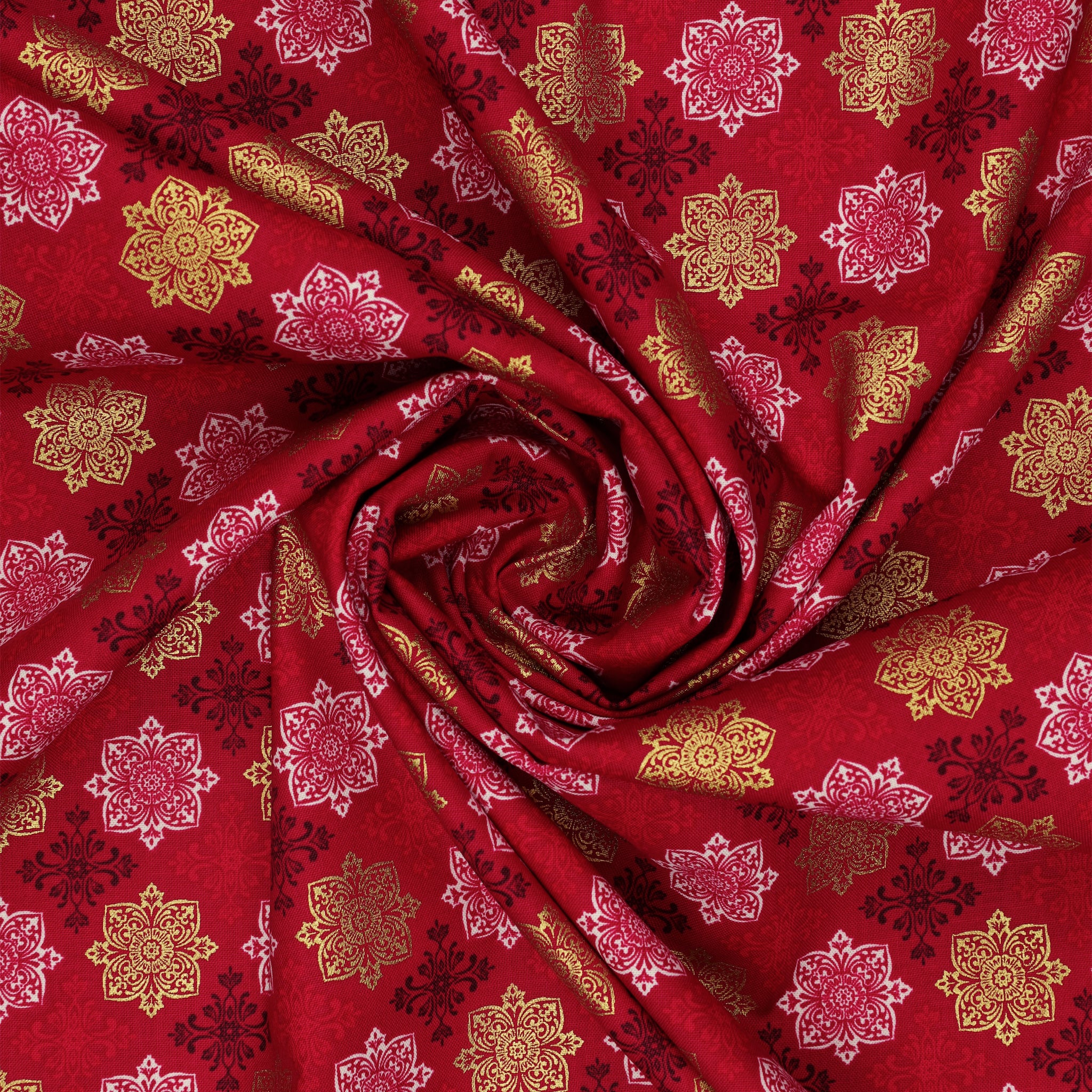 Holiday Nouveau Fabric Collection - Holiday Medallions Crimson - Image 2