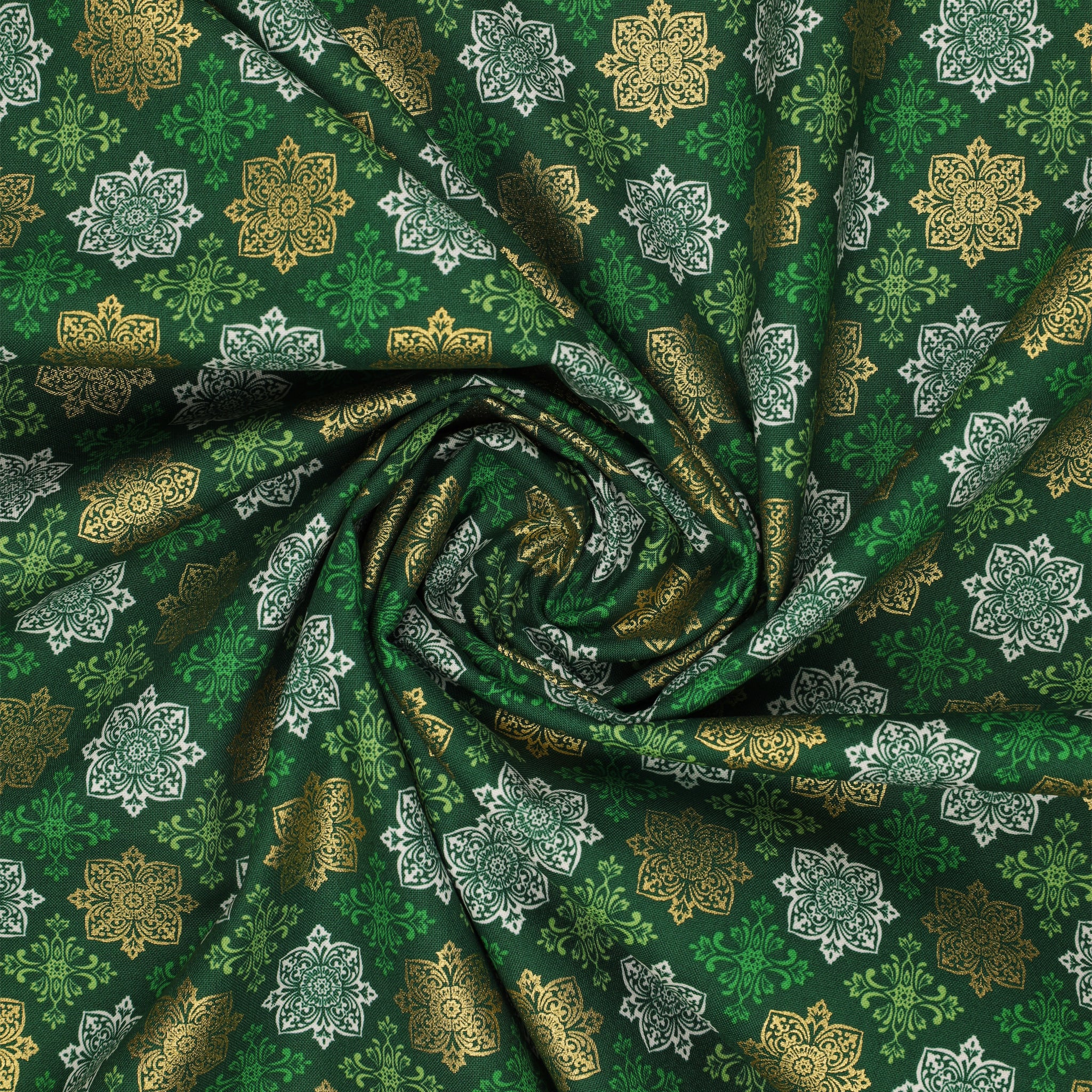 Holiday Nouveau Fabric Collection - Holiday Medallions Forest Green - Image 2