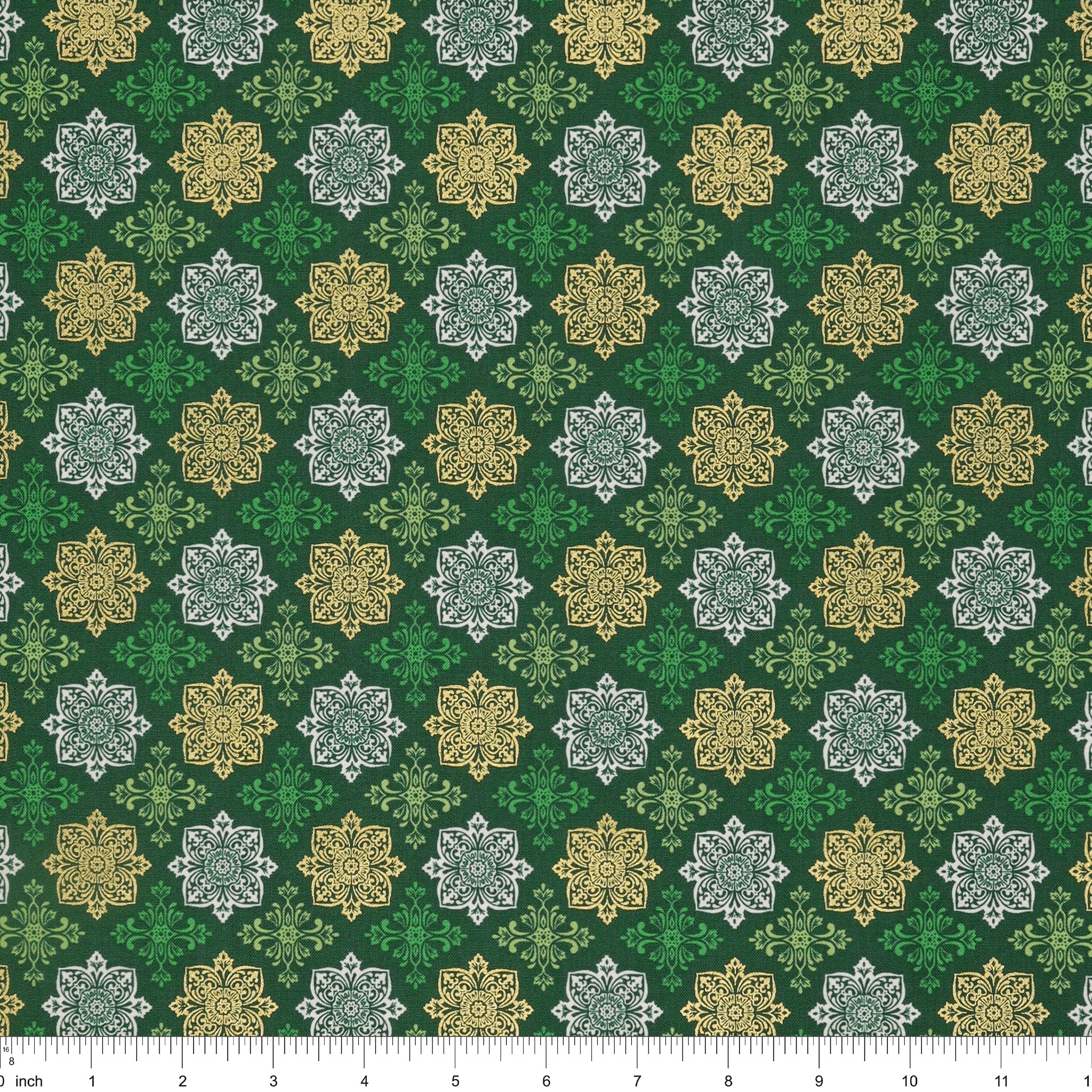 Holiday Nouveau Fabric Collection - Holiday Medallions Forest Green - Image 3