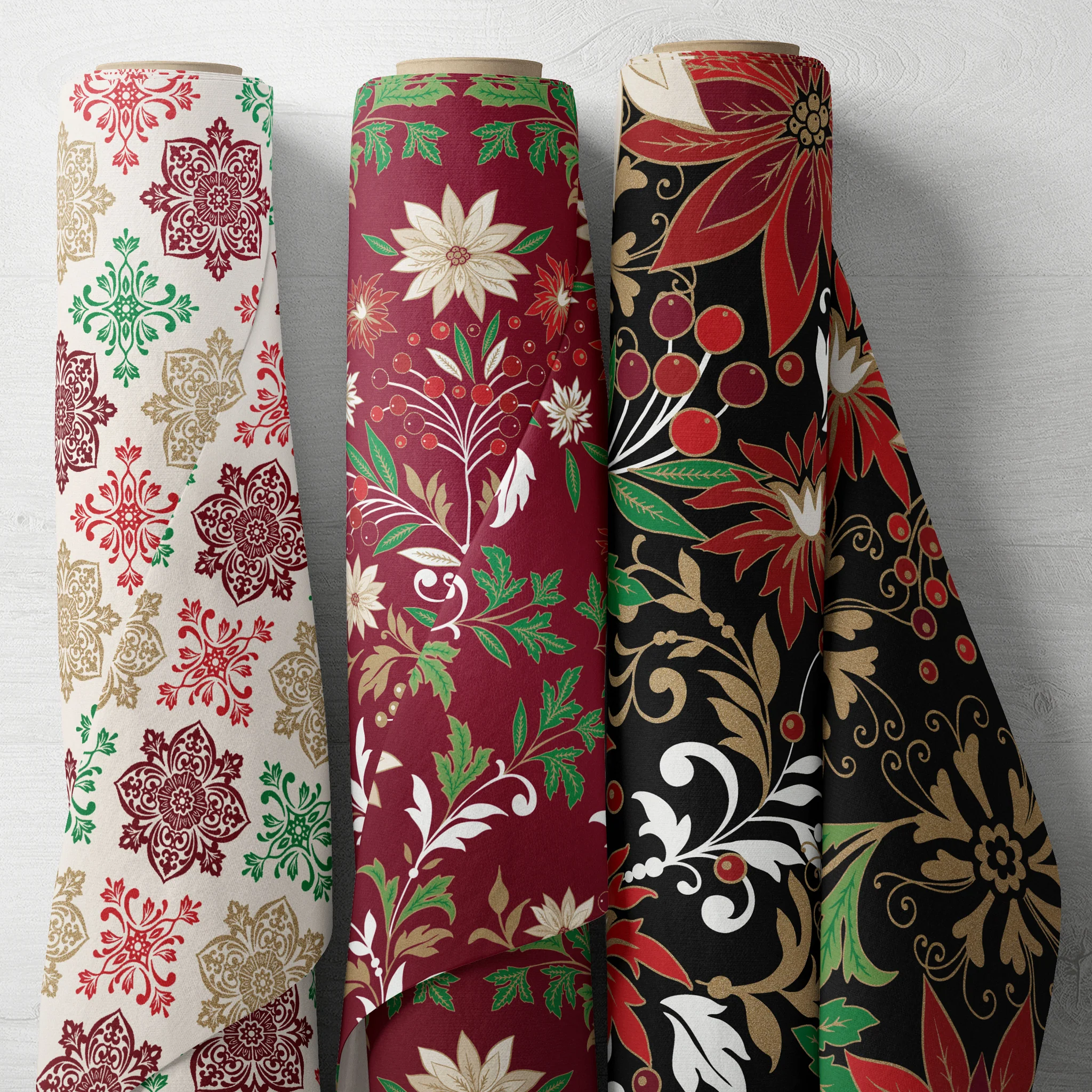 Holiday Nouveau Fabric Collection - Holiday Nouveau Panel Black - Image 2