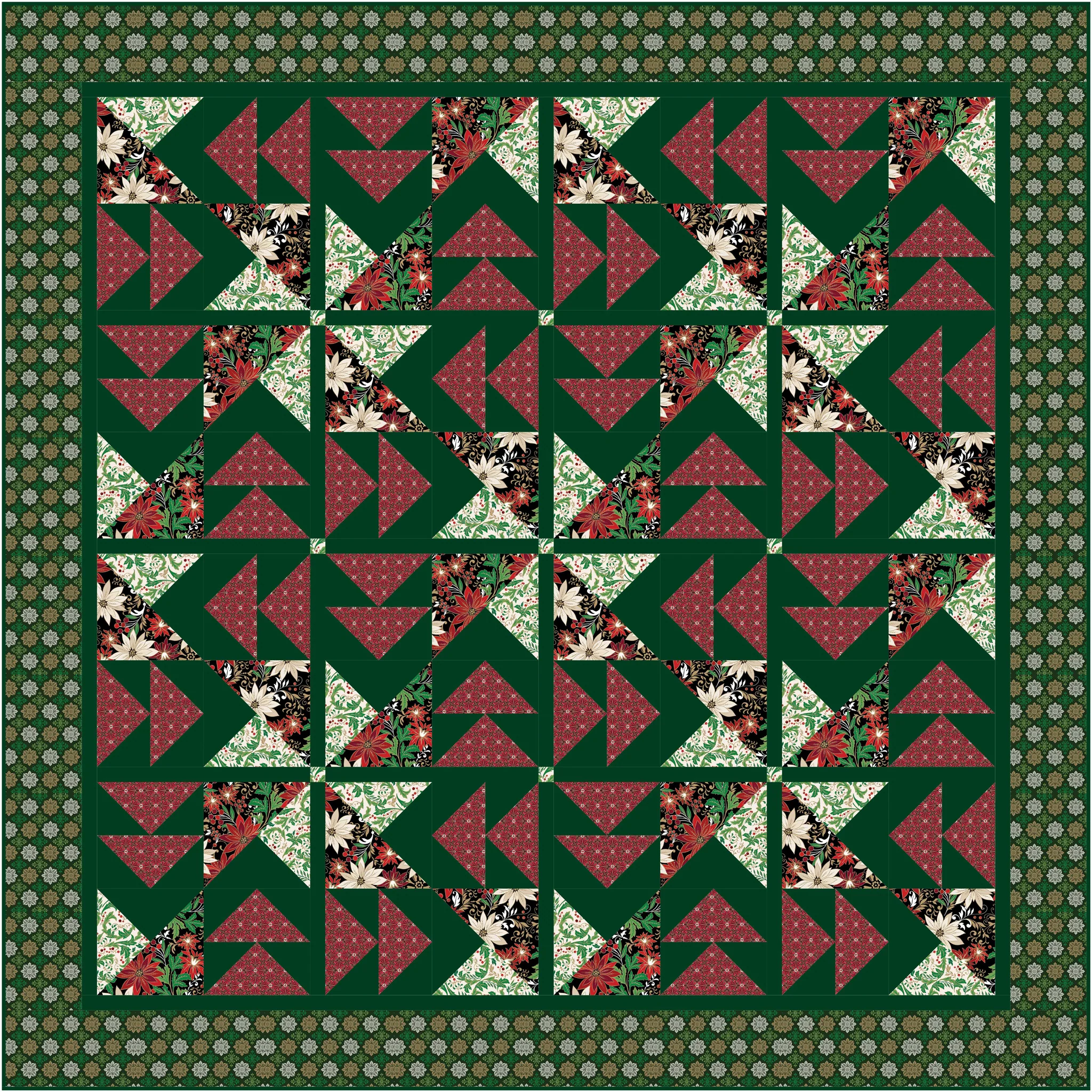 Holiday Nouveau Fabric Collection - Holiday Nouveau Panel Black - Image 3