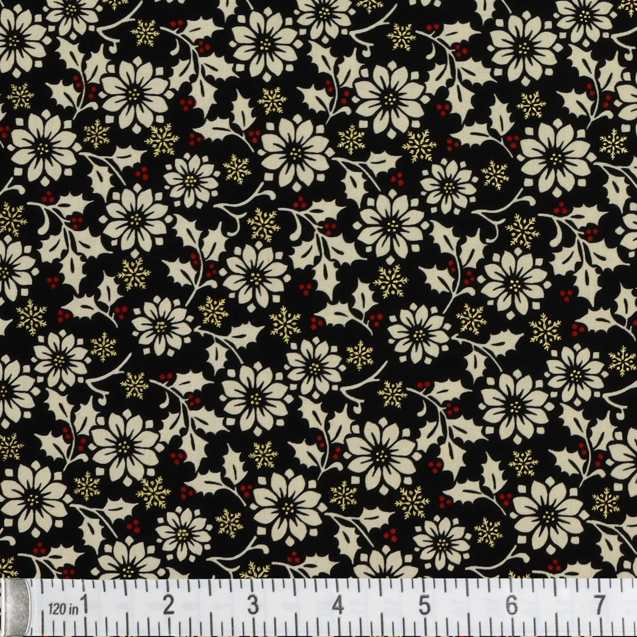 Holiday Tidings Fabric Collection - Flower Berry Black - Image 2