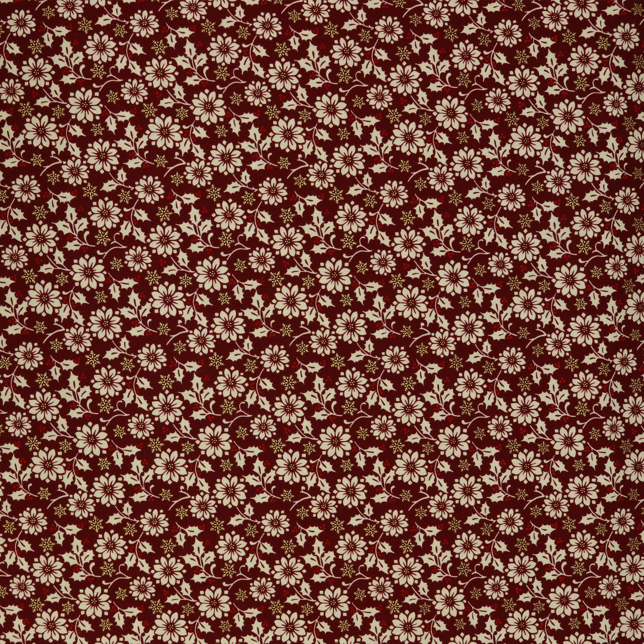 Holiday Tidings Fabric Collection - Flower Berry Burgundy