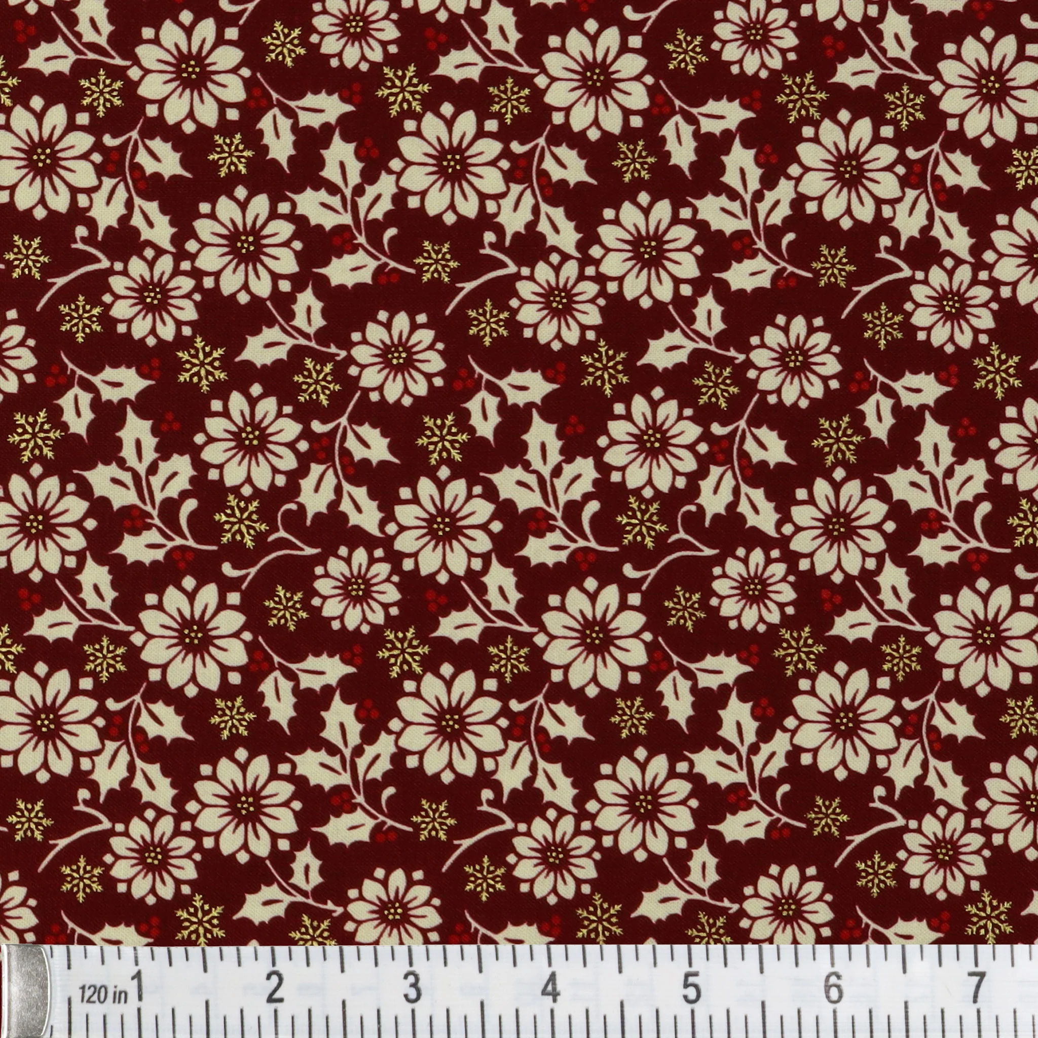 Holiday Tidings Fabric Collection - Flower Berry Burgundy - Image 2