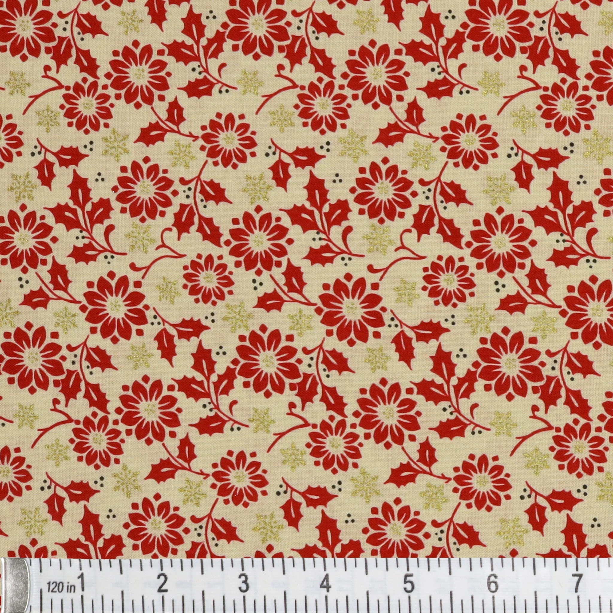 Holiday Tidings Fabric Collection - Flower Berry Cream - Image 2