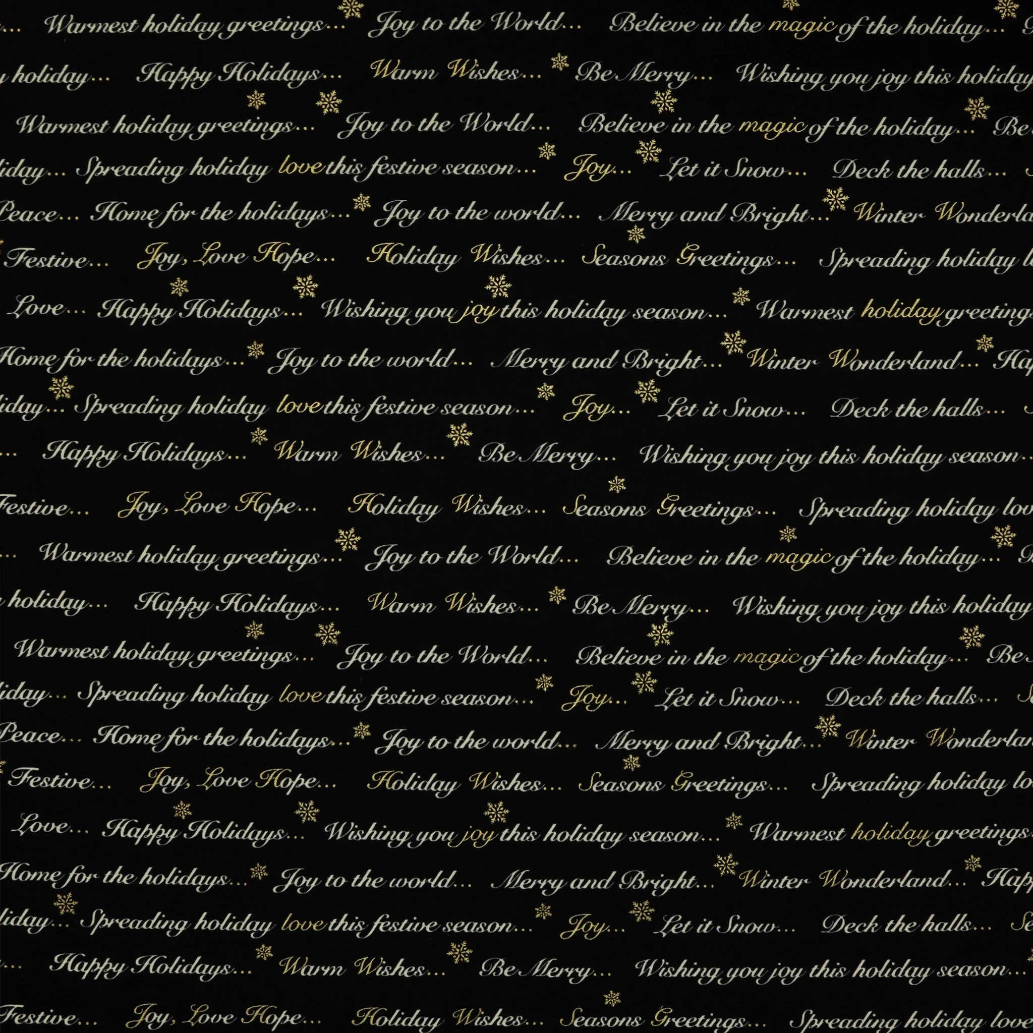 Holiday Tidings Fabric Collection - Holiday Greetings Black