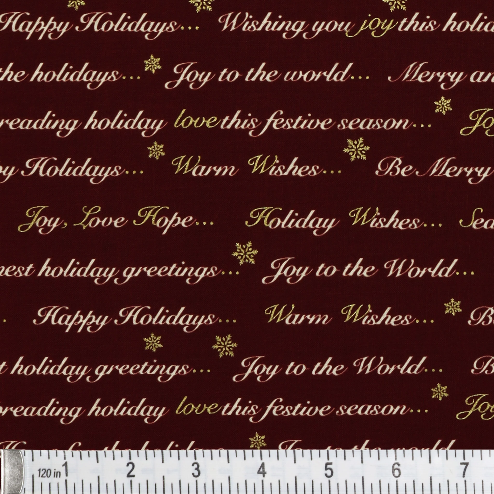 Holiday Tidings Fabric Collection - Holiday Greetings Burgundy - Image 2