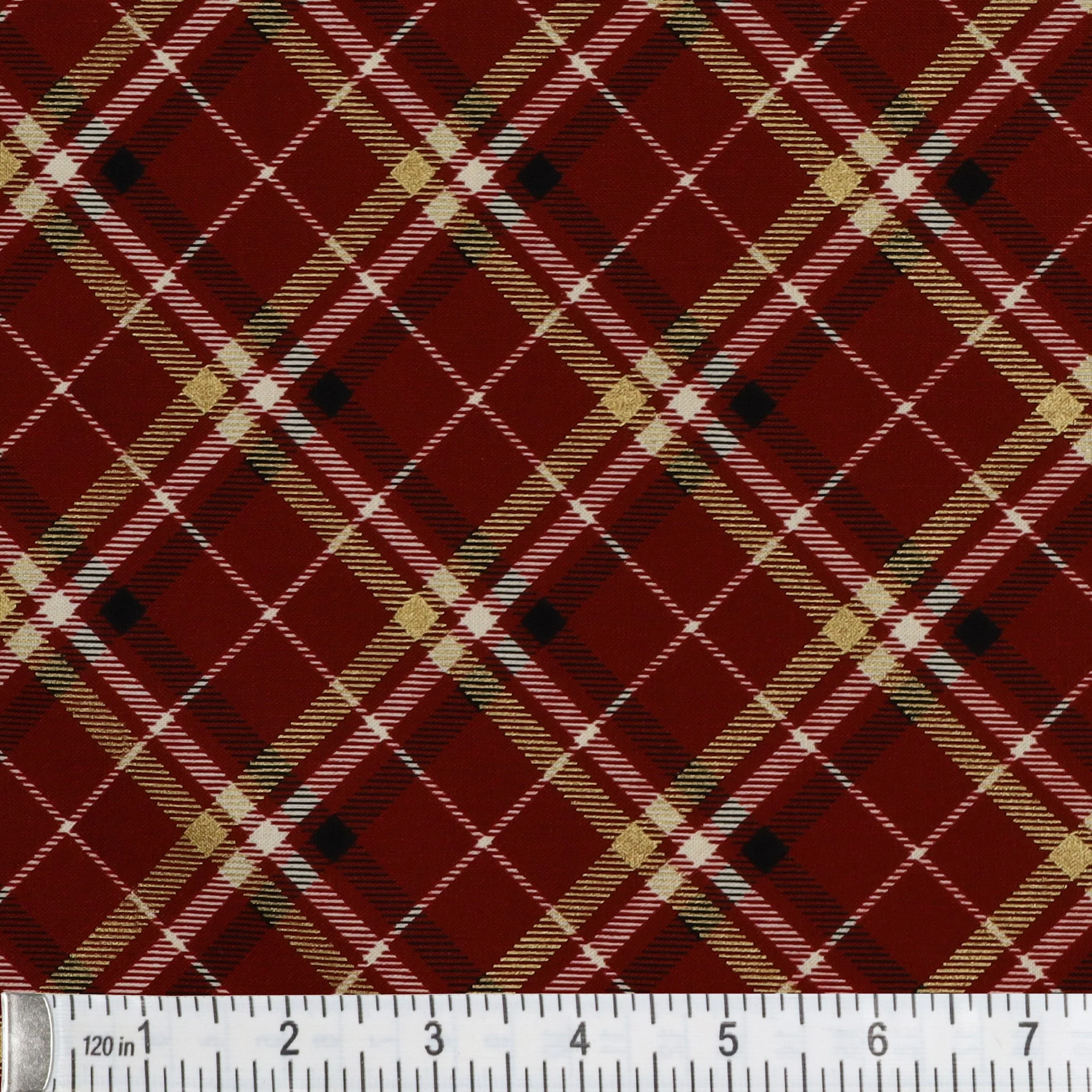 Holiday Tidings Fabric Collection - Holiday Tidings Plaid Burgundy - Image 2