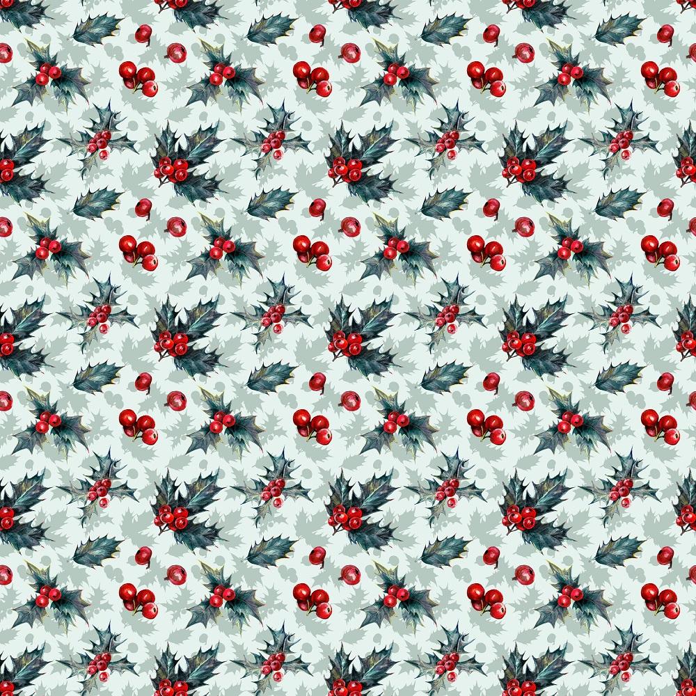 Holly Berries Allover Fabric - Green