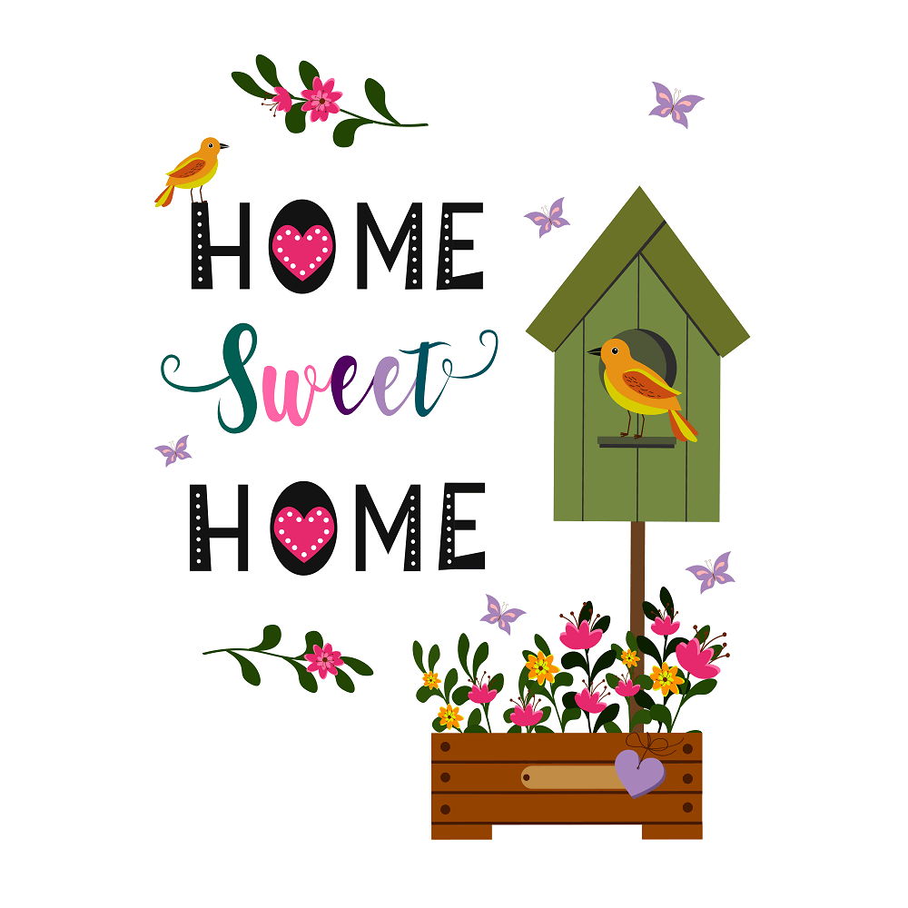 Home Sweet Home Bird Fabric Panel