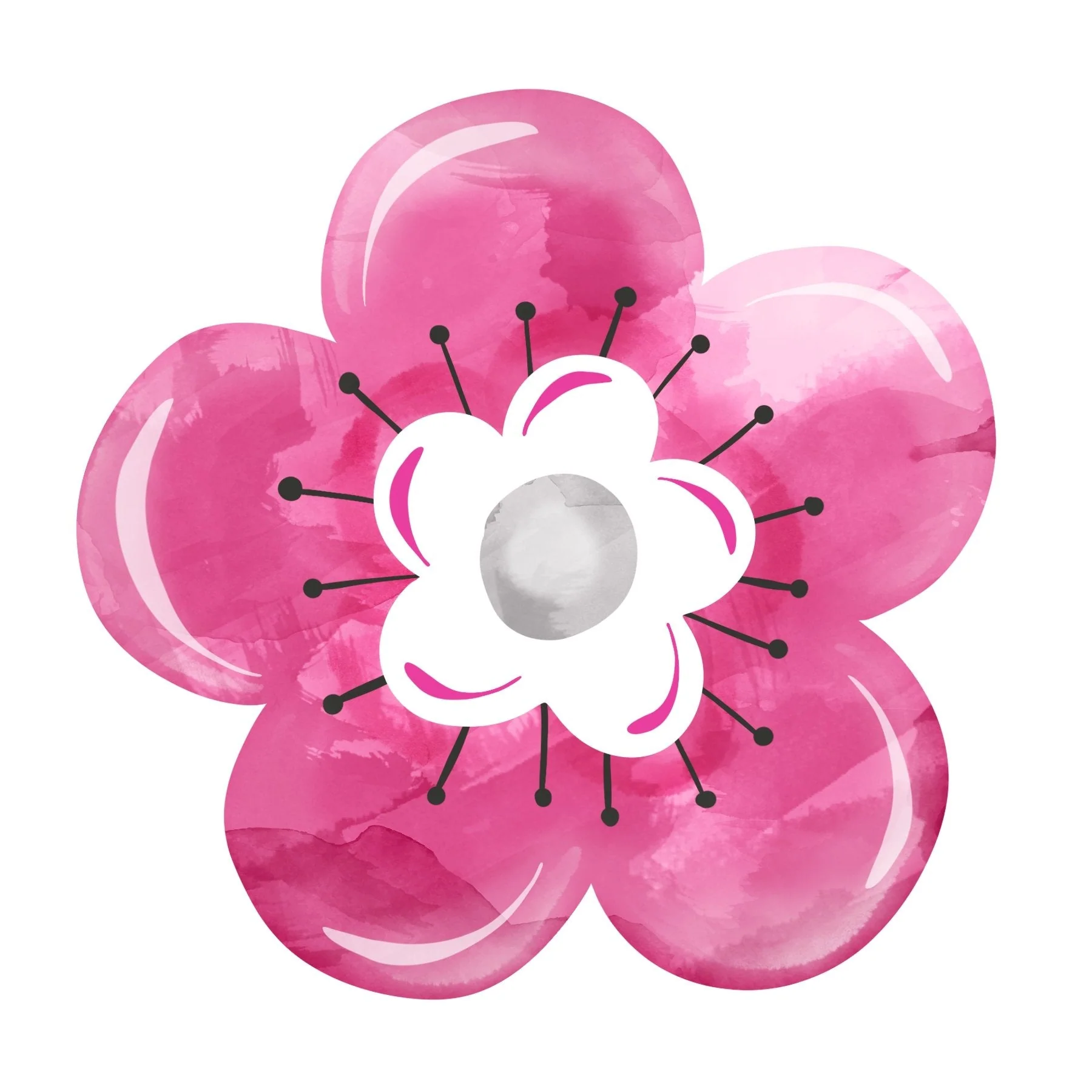 Honey Bee Flower Fabric Panel - Pink