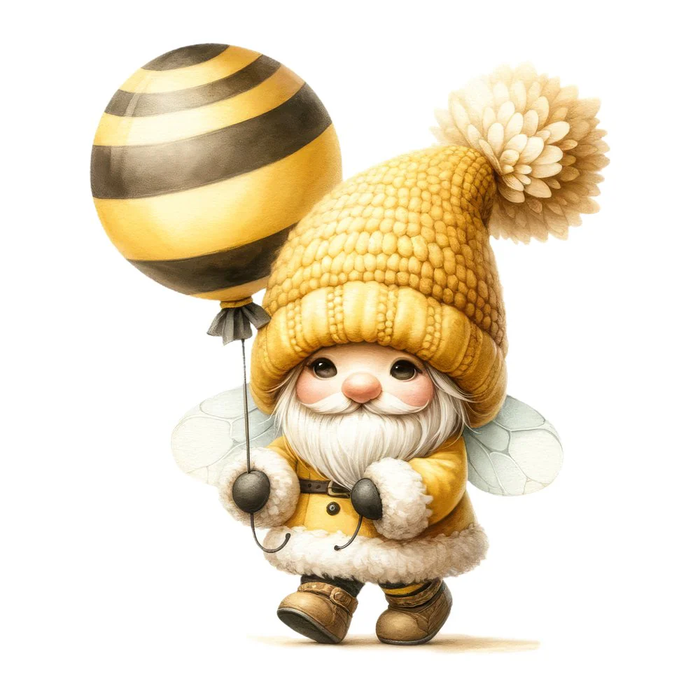 Honey Bee Gnome #1 Fabric Panel