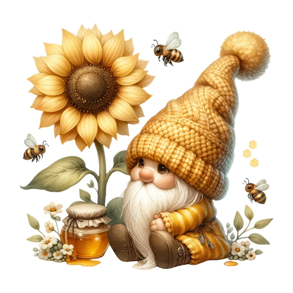 Honey Bee Gnome #3 Fabric Panel