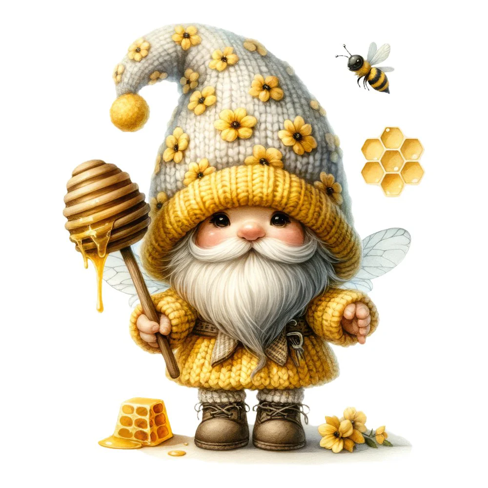 Honey Bee Gnome #5 Fabric Panel