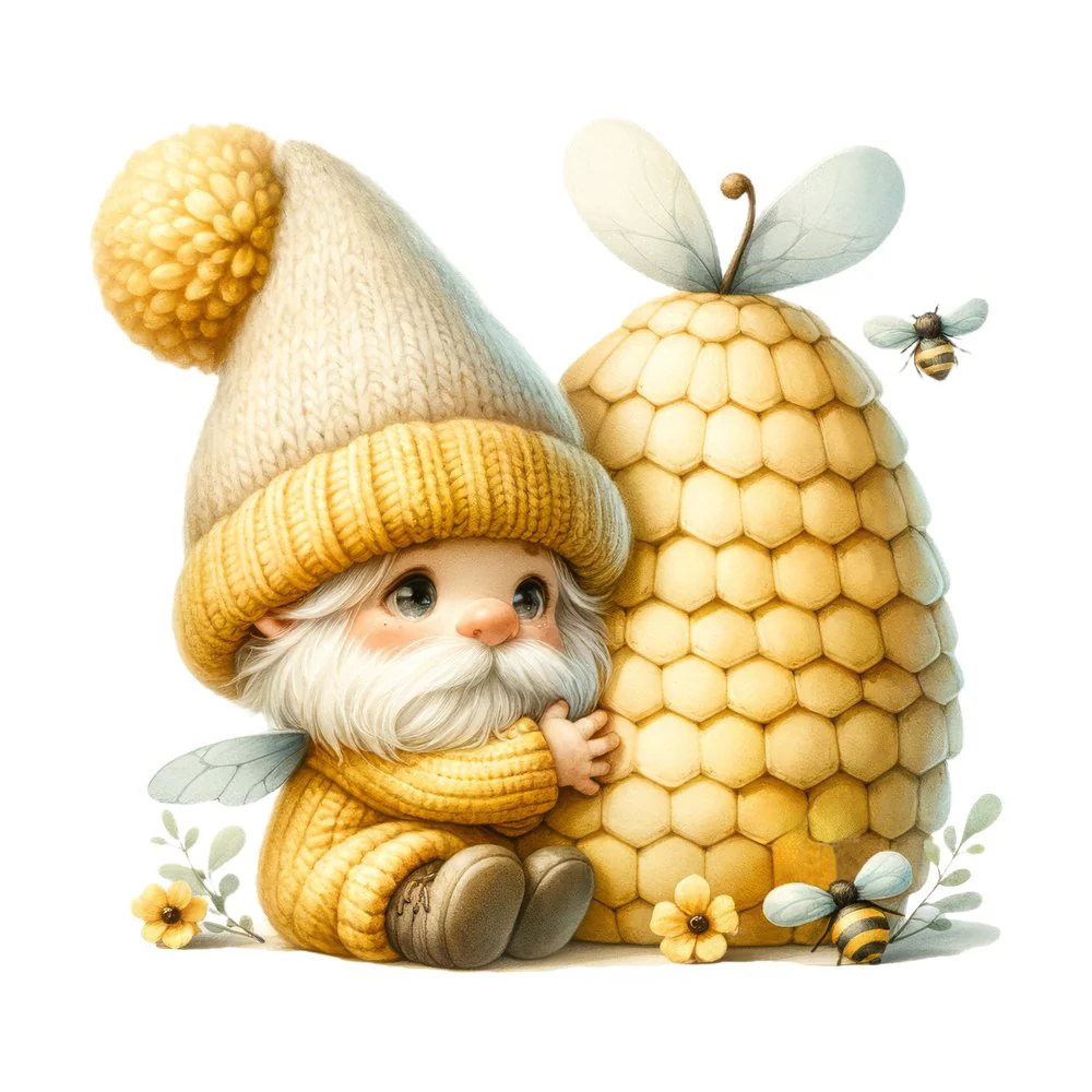 Honey Bee Gnome #8 Fabric Panel