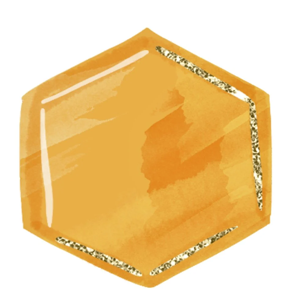 Honey Bee Hexagon Fabric Panel - Honey