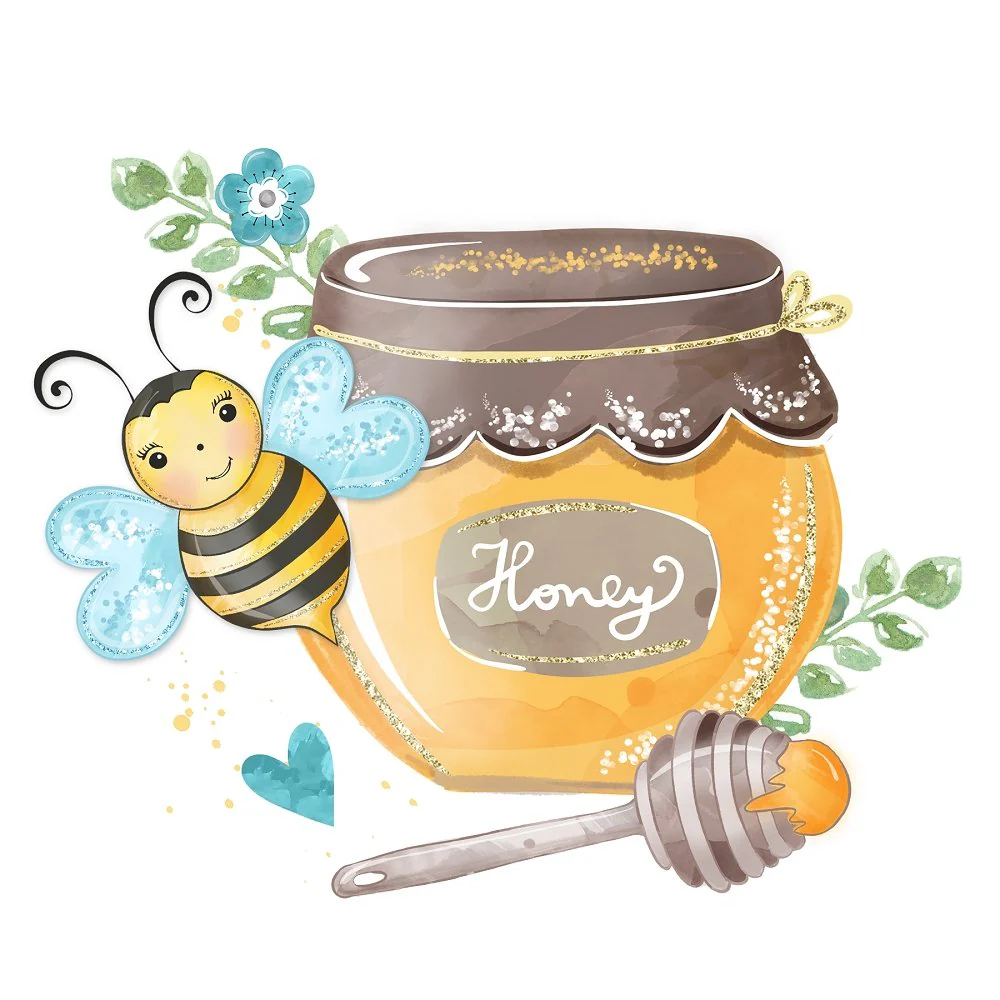 Honey Jar & Bee Fabric Panel
