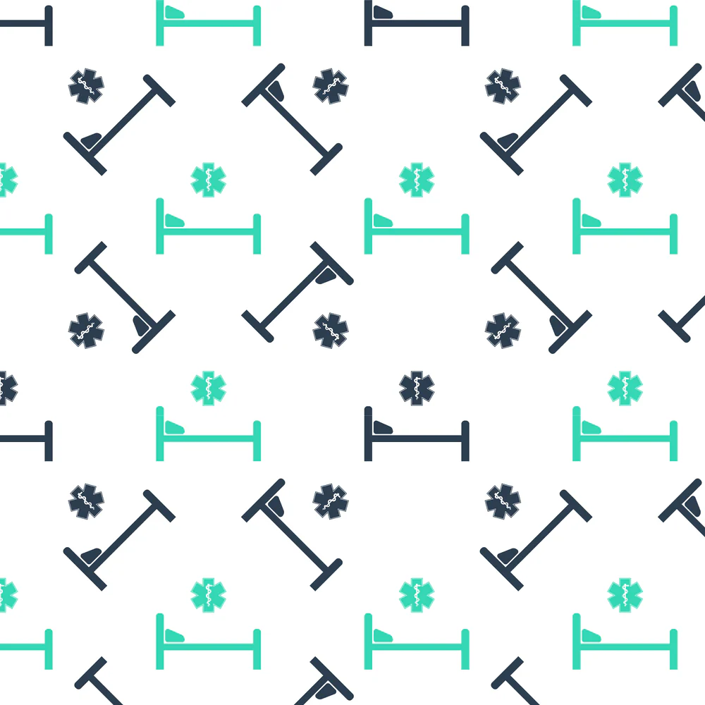 Hospital Bed Symbol Fabric - Navy/Teal