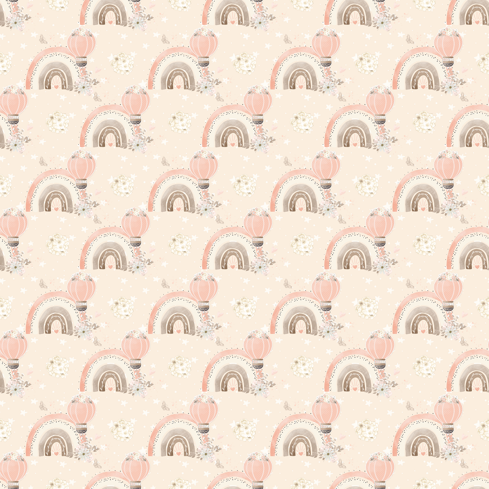 Hot Air Balloons & Rainbows Fabric - Pink