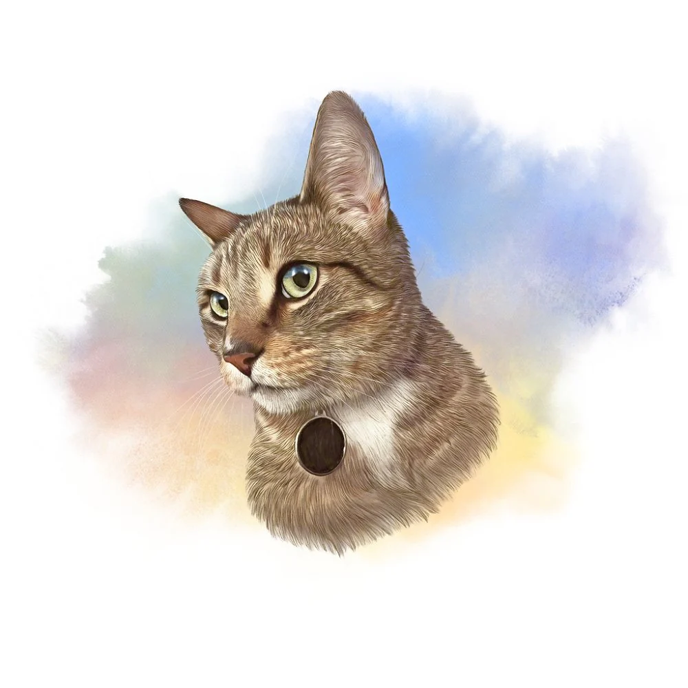House Cat Portrait Fabric Panel