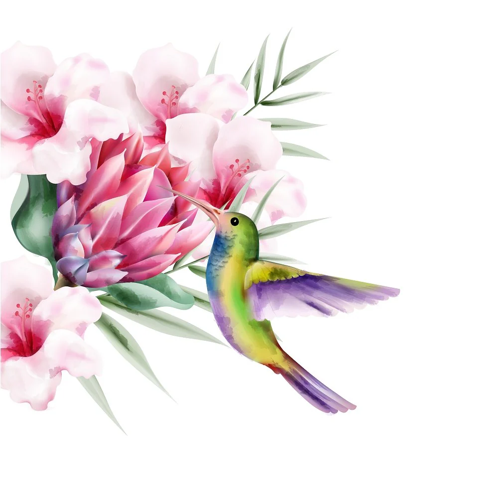 Hummingbird In The Tropics Fabric Panel