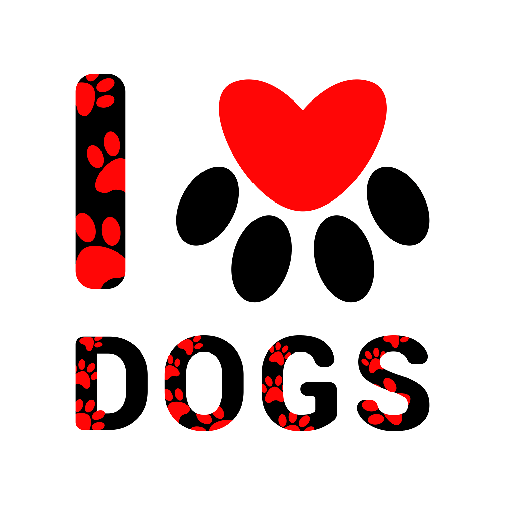 I Love Dogs Fabric Panel - Red/Black