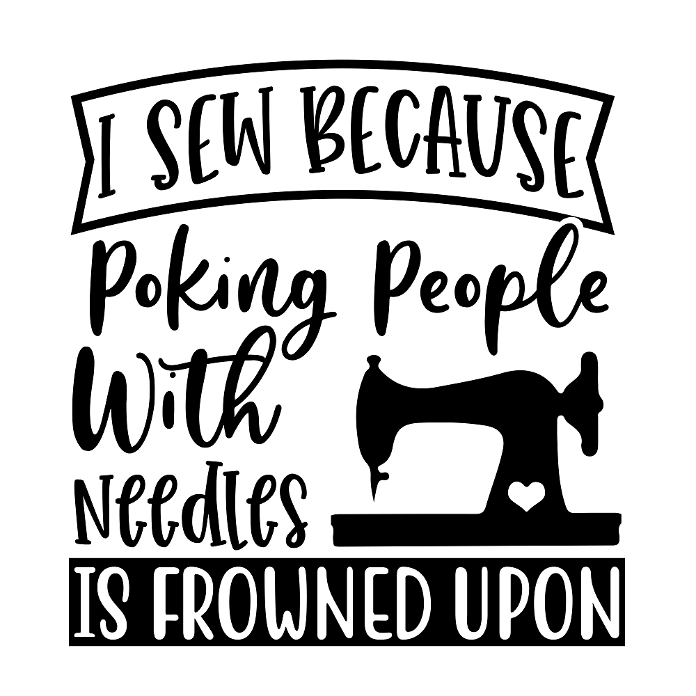 I Sew Because Fabric Panel - Black/White