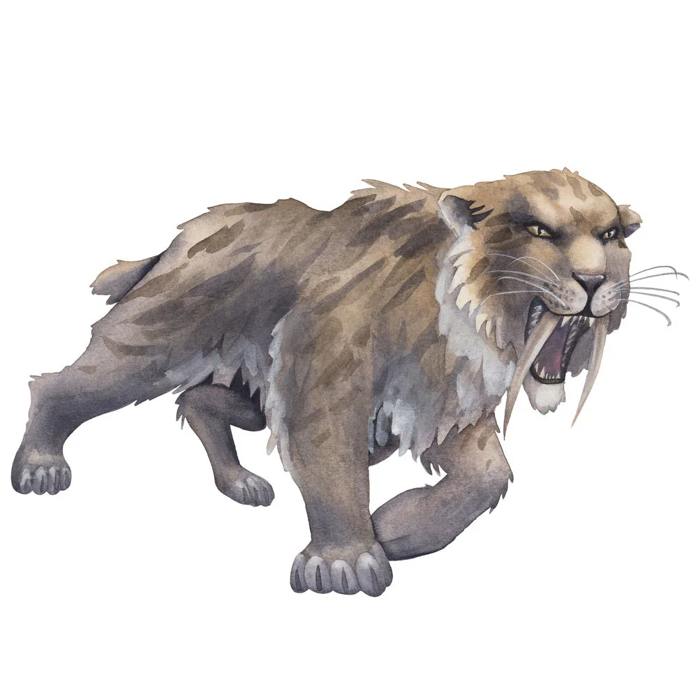 Ice Age Fierce Saber-toothed Cat Fabric Panel