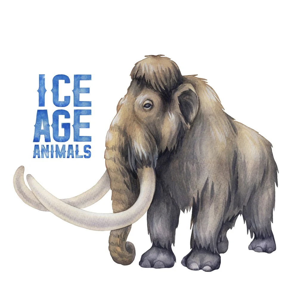 Ice Age Mammoth Side View Fabric Panel