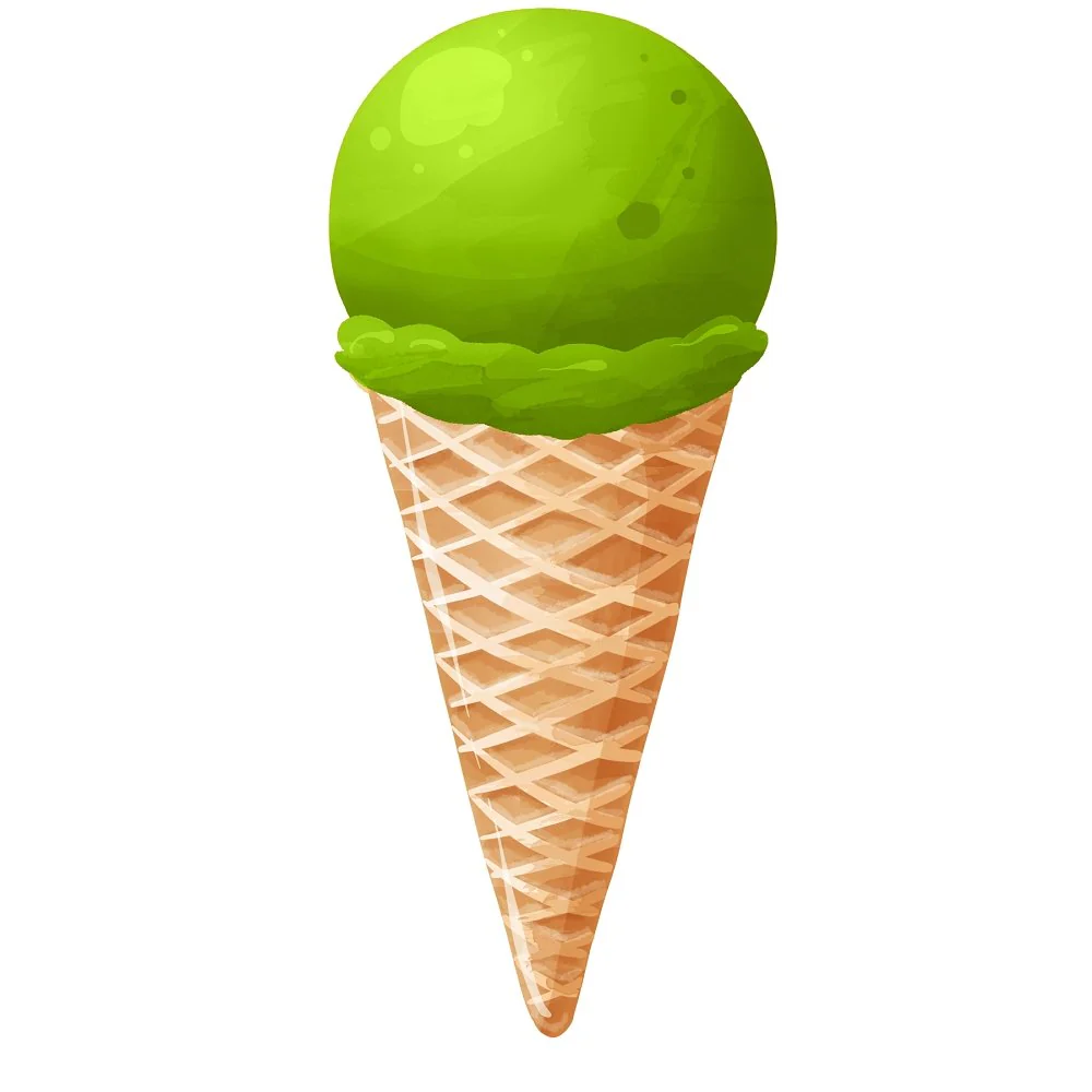 Ice Cream Cone Fabric Panel - Green