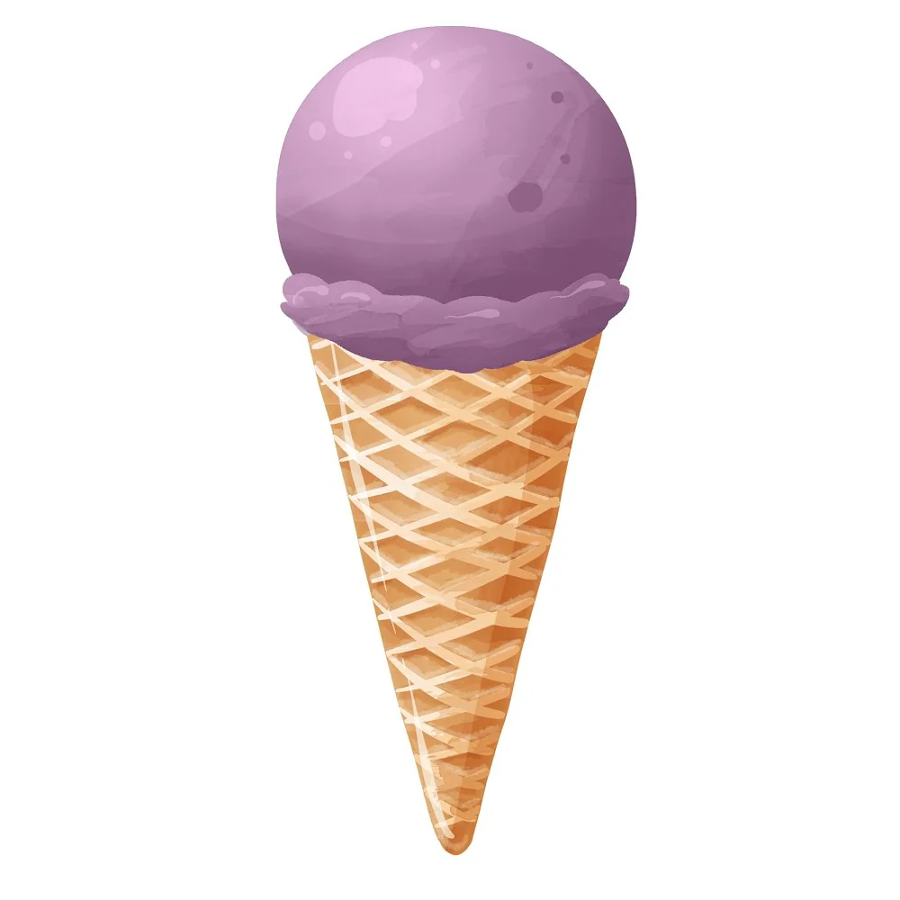 Ice Cream Cone Fabric Panel - Lavender