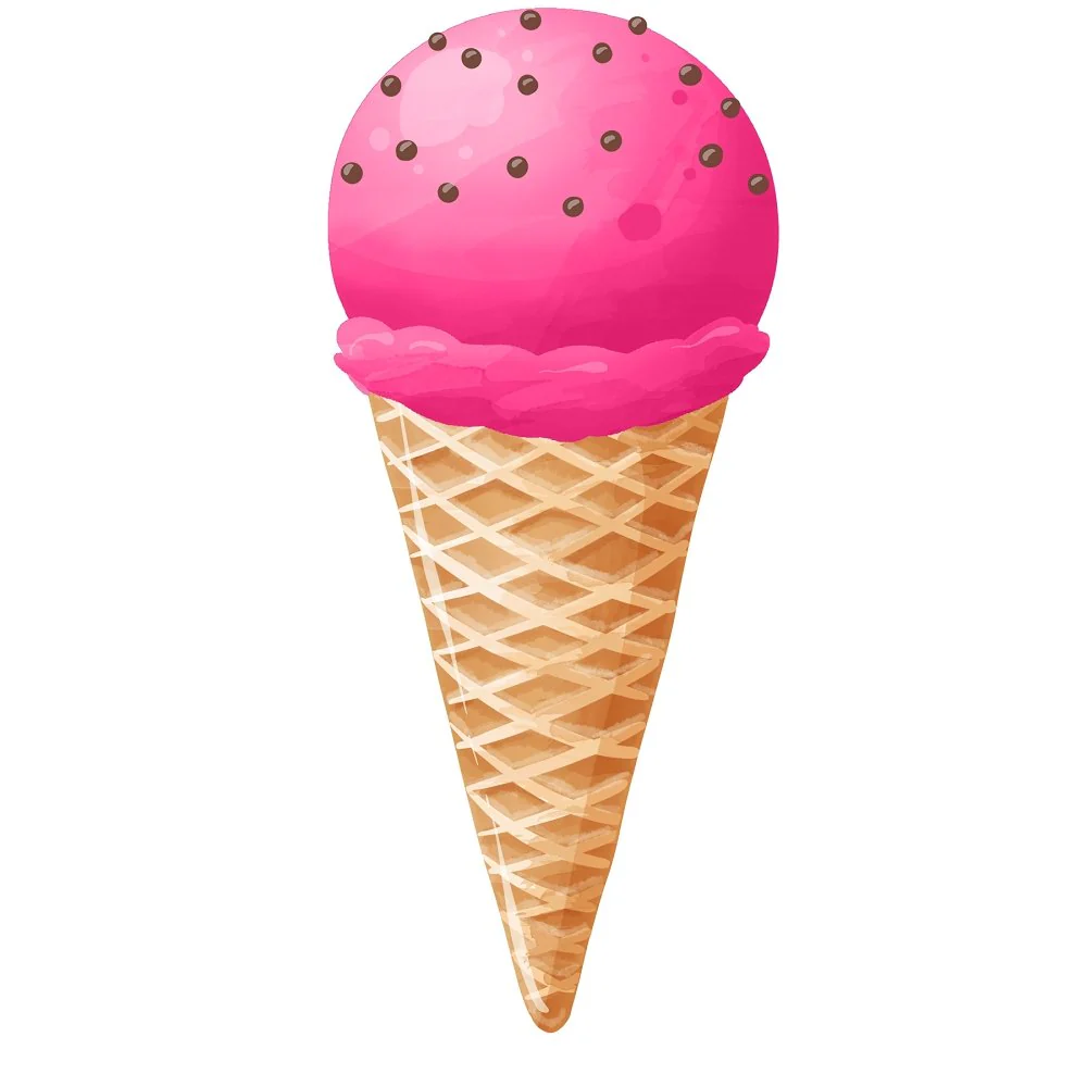 Ice Cream Cone with Chocolate Sprinkles Fabric Panel - Hot Pink