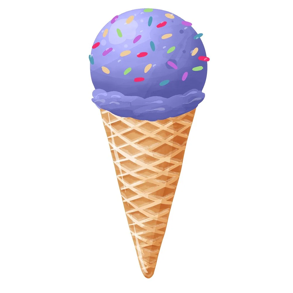Ice Cream Cone with Sprinkles Fabric Panel - Purple