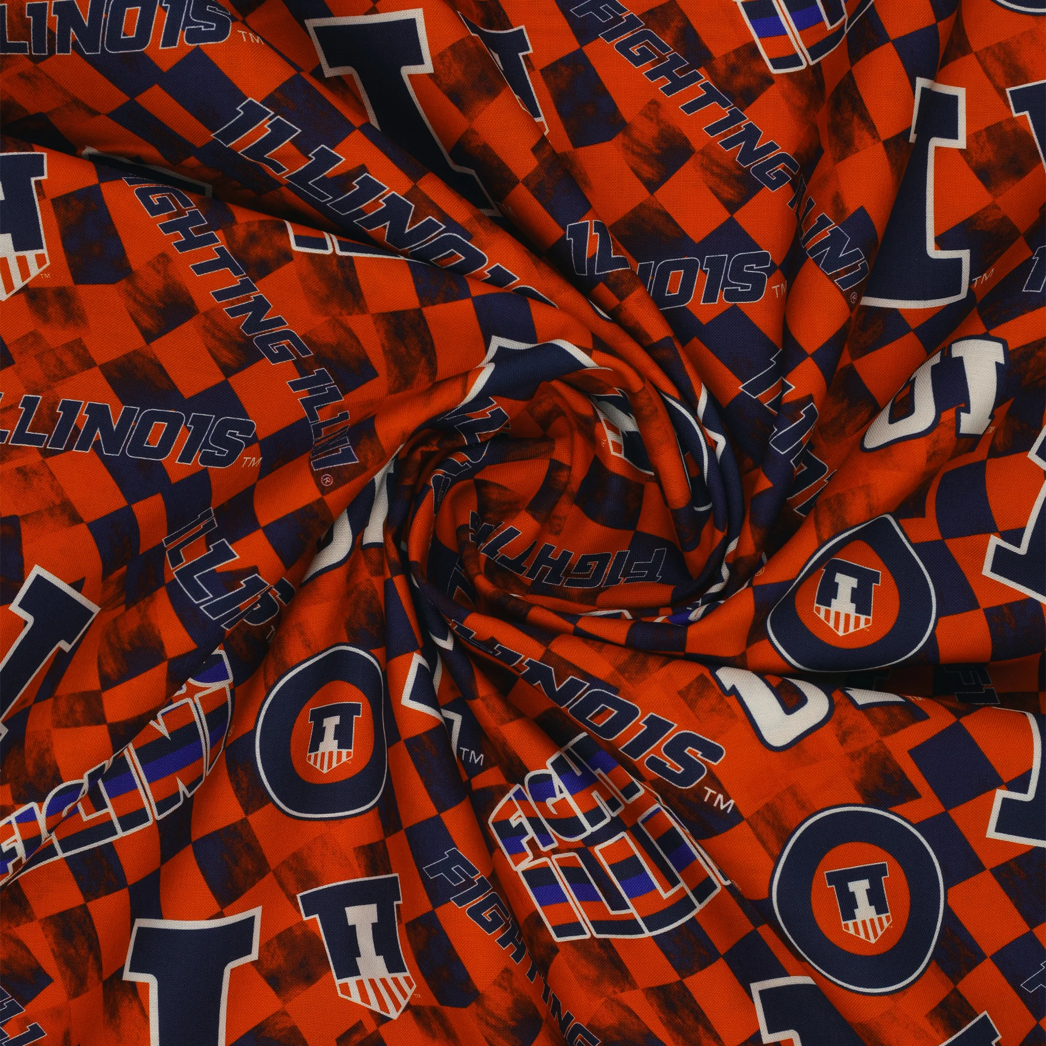 Illinois Fighting Illini Allover Checker Fabric - Image 2