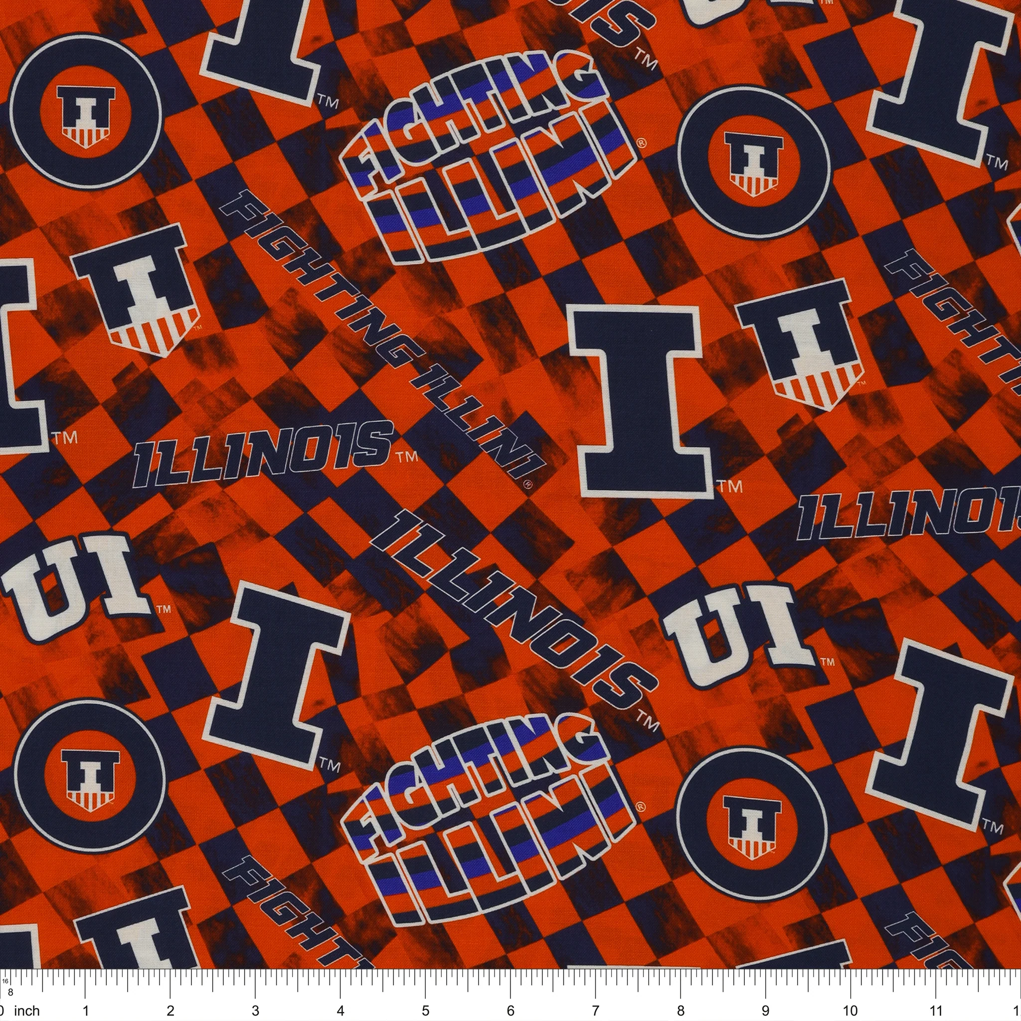 Illinois Fighting Illini Allover Checker Fabric - Image 3
