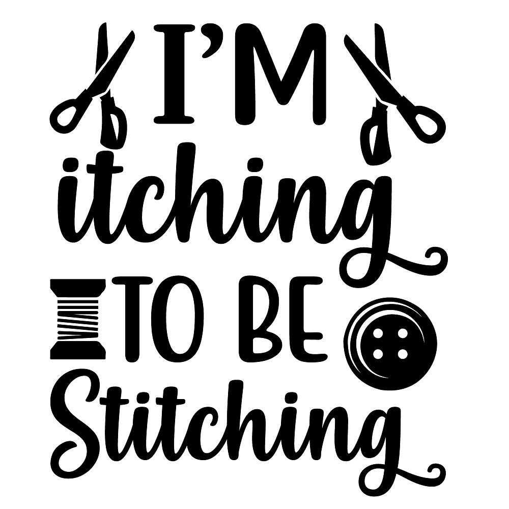 I'm Itching To Be Stitching Fabric Panel - Black/White
