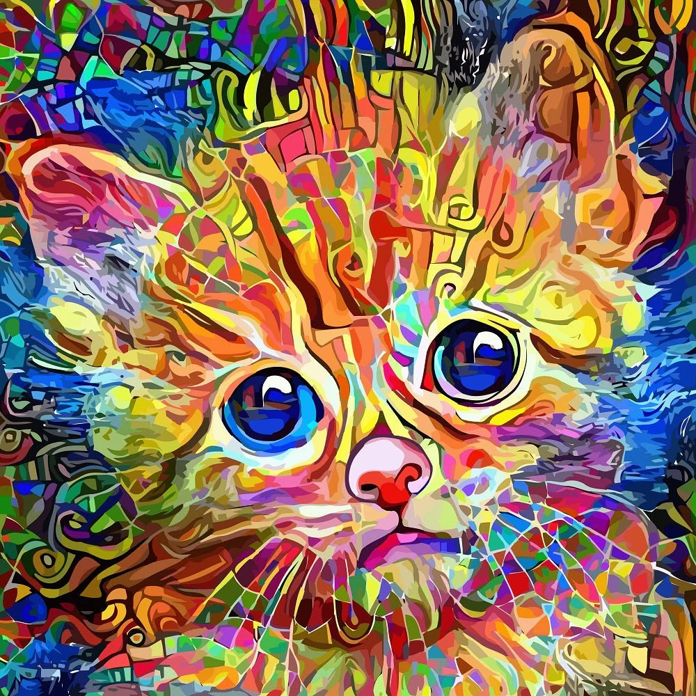 Impressionist Cat Portrait #8 Fabric Panel