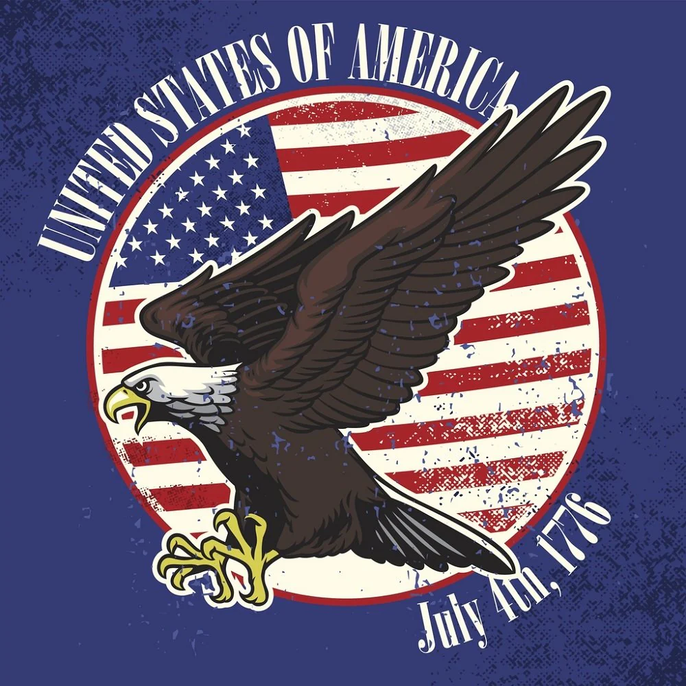 Independence Day Eagle Fabric Panel - Blue