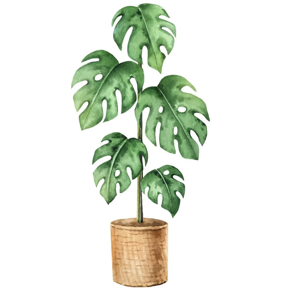 Indoor Green Plants Monstera Fabric Panel