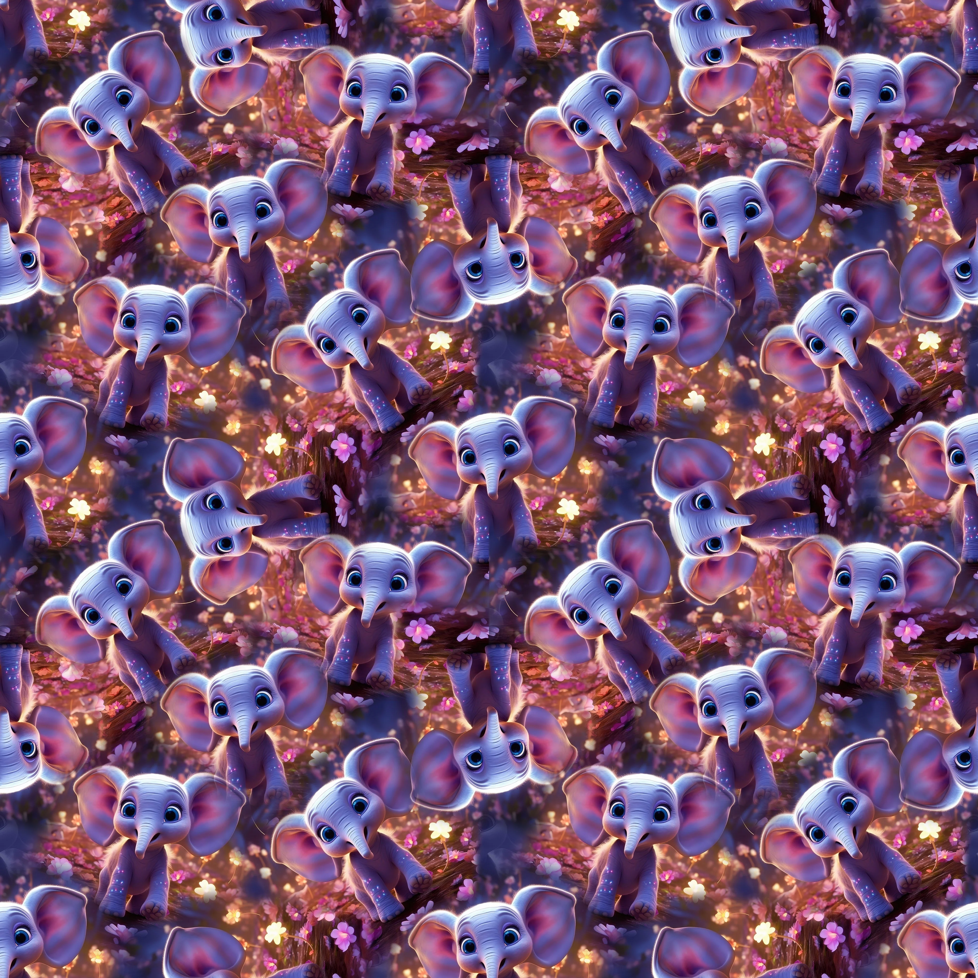 Infant Elephant & Floral Fabric