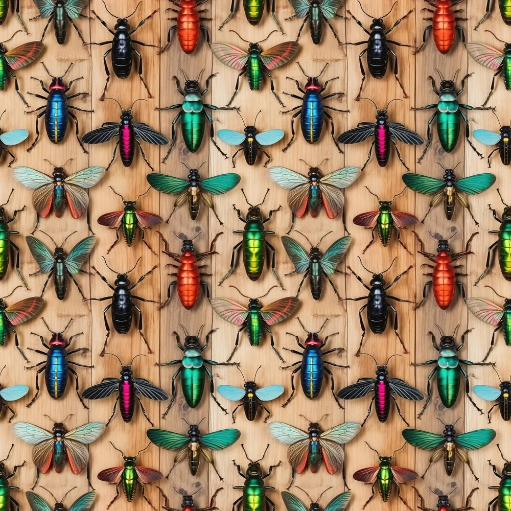 Insects On Wood Panels Fabric