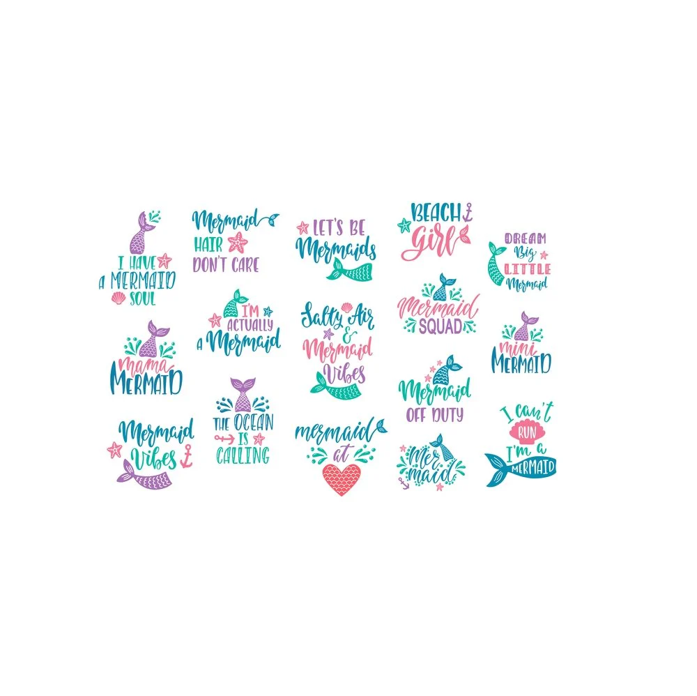Inspirational Mermaid Theme Quotes Fabric Panel - White