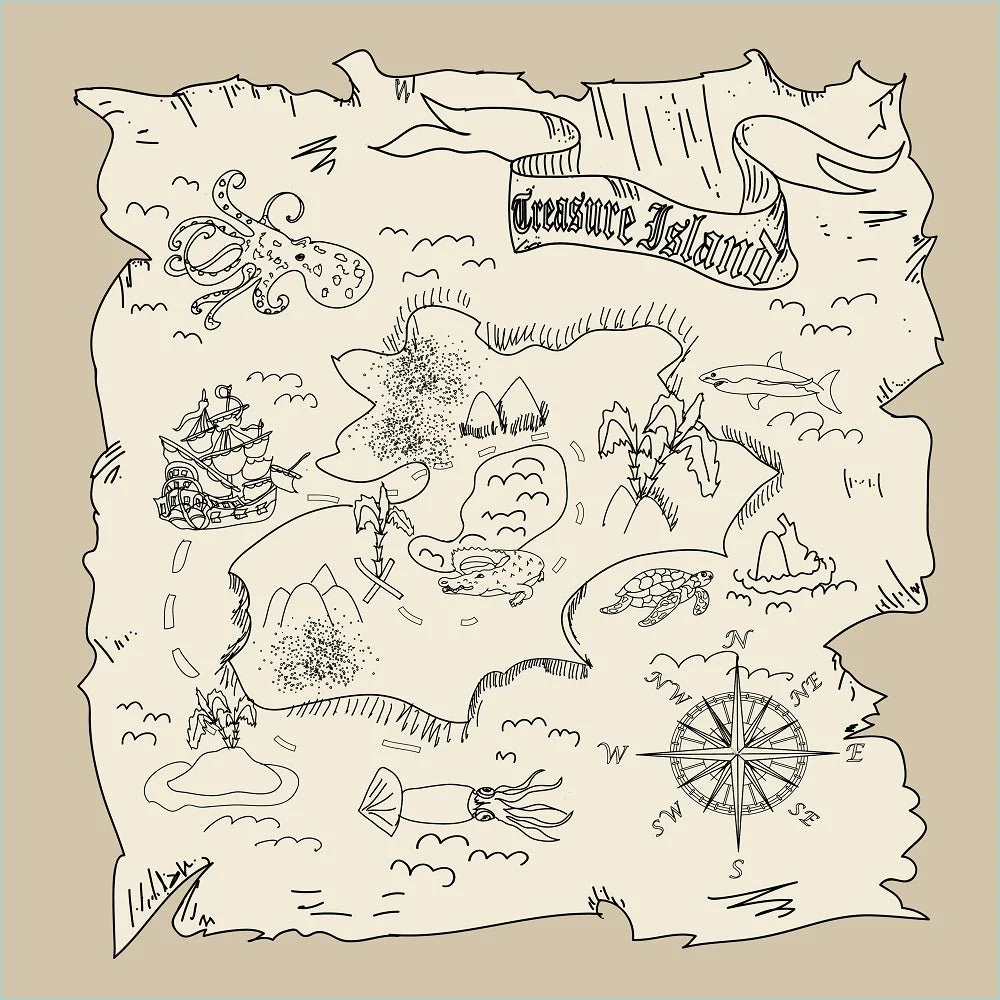 Island Map Fabric Panel - Tan