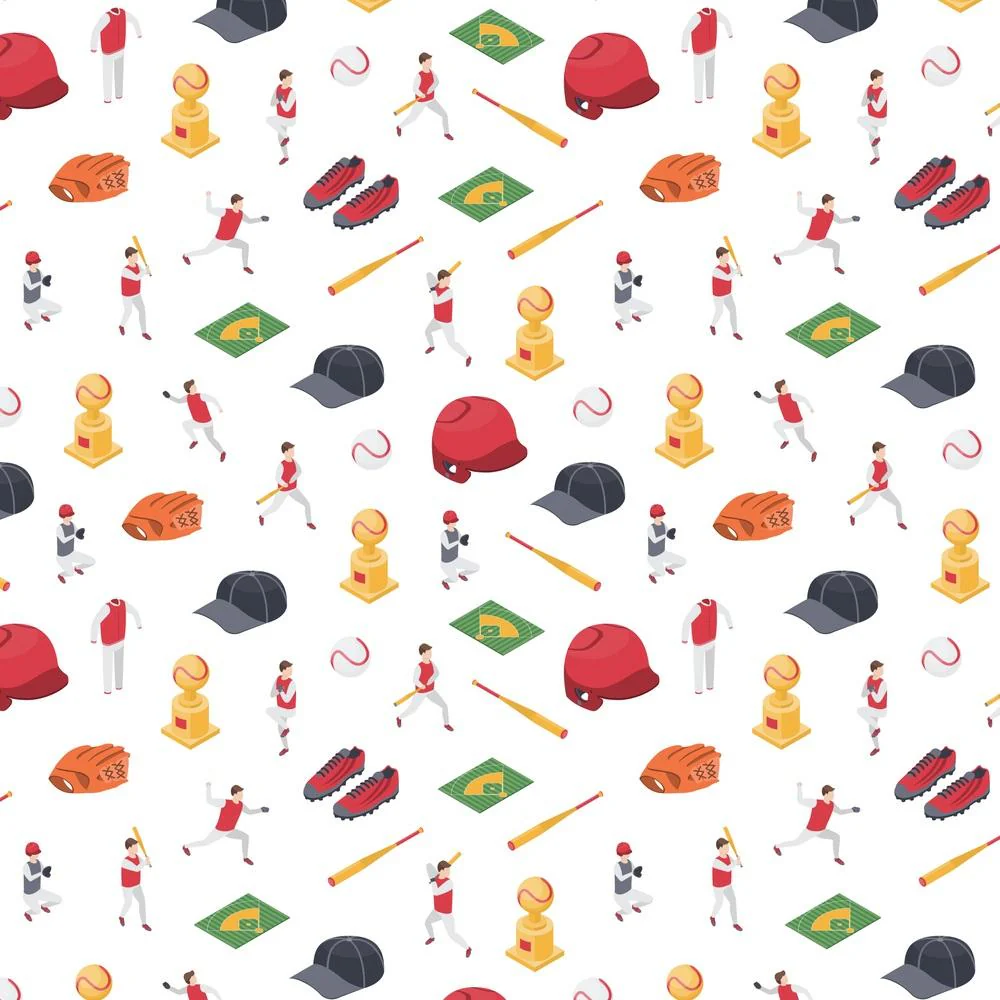 Isometric 3D Baseball Game Signs Fabric