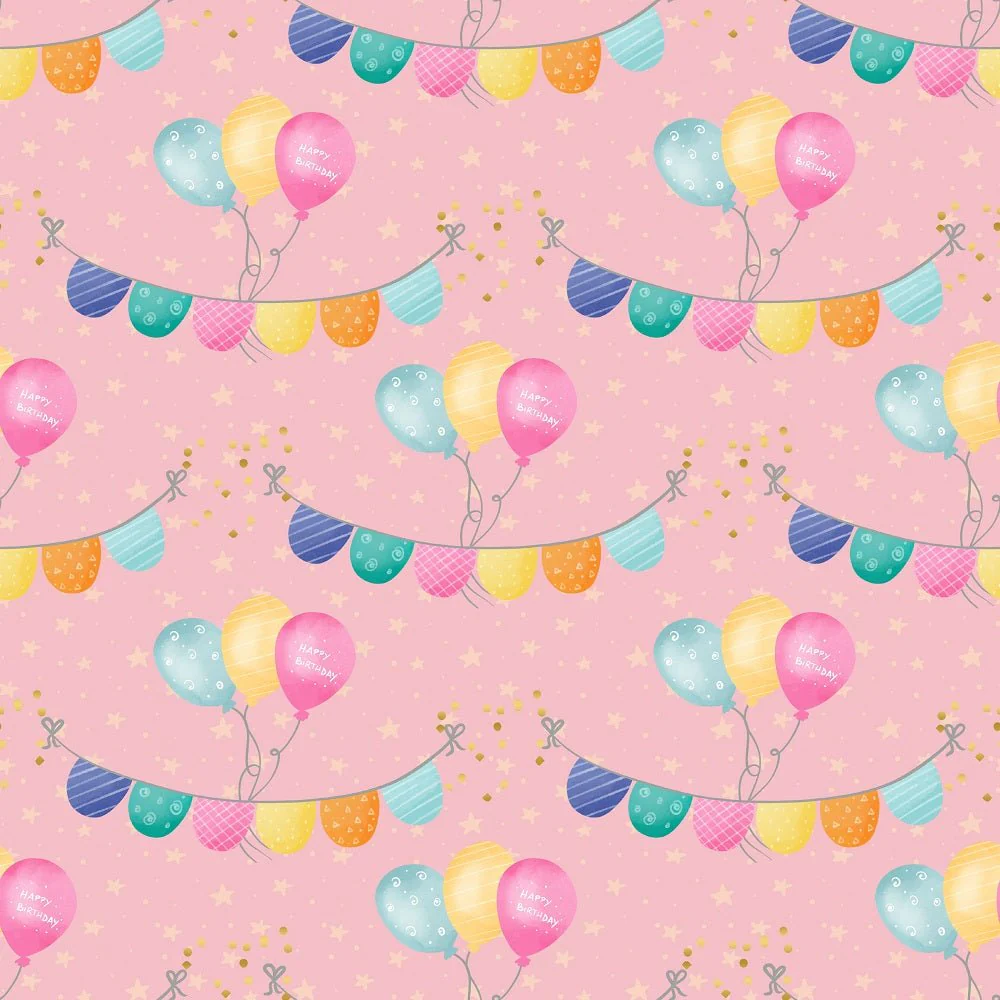It's a Birthday Party Banners Fabric - Pink