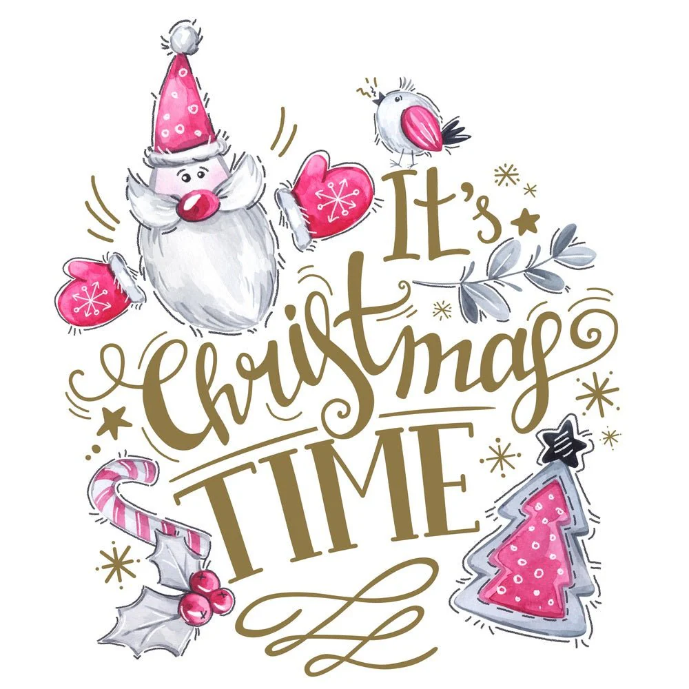 It's Christmas Time Santa Fabric Panel