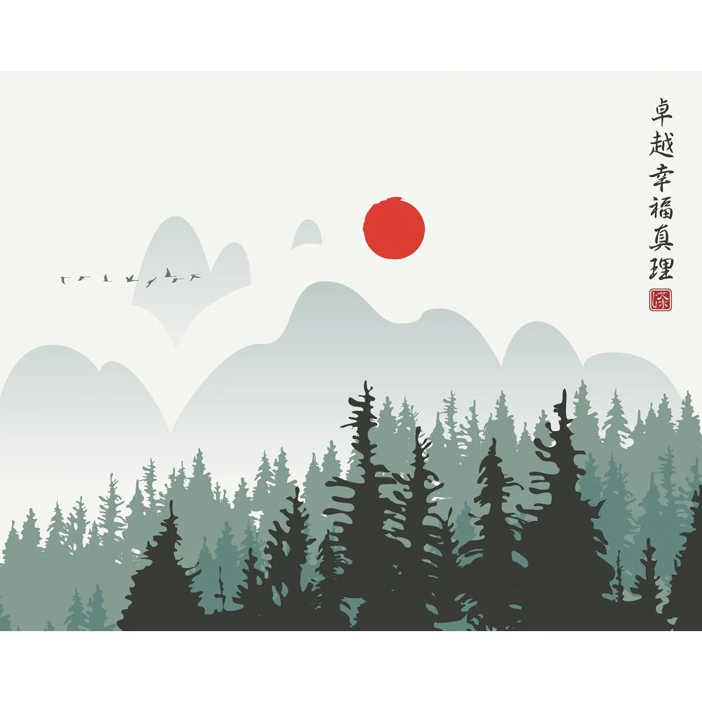 Japanese Fir Tree Forest Fabric Panel