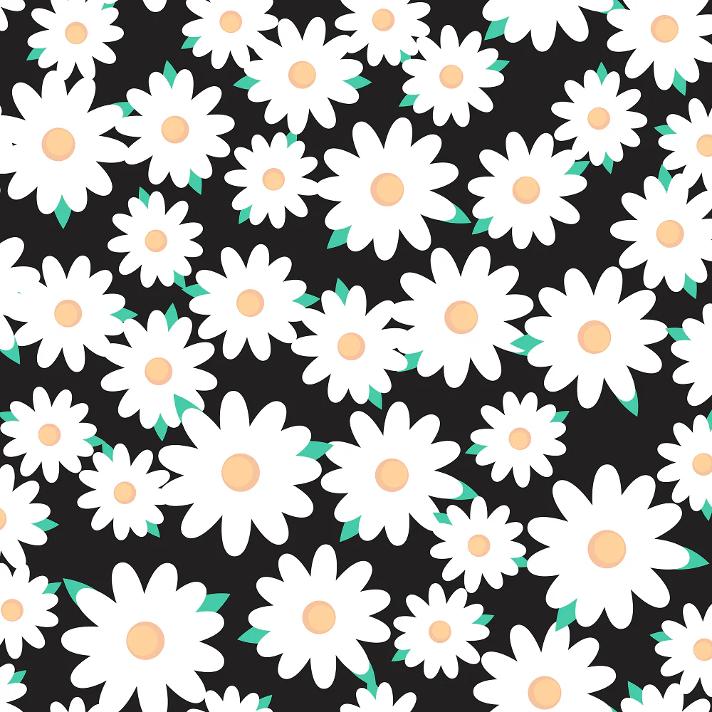 Japanese Round Floral Fabric - Black